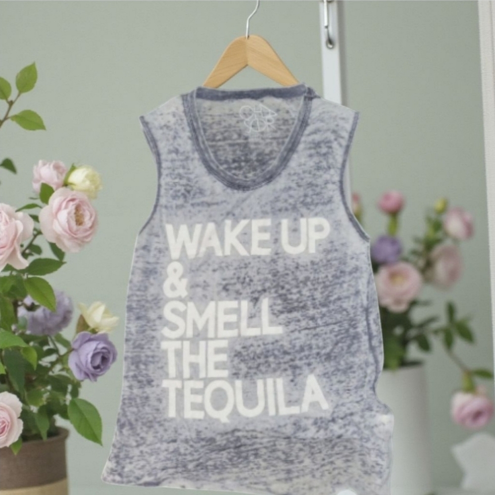 CHASER Tequila Tank, Burn Out Grey, Womens Size Small